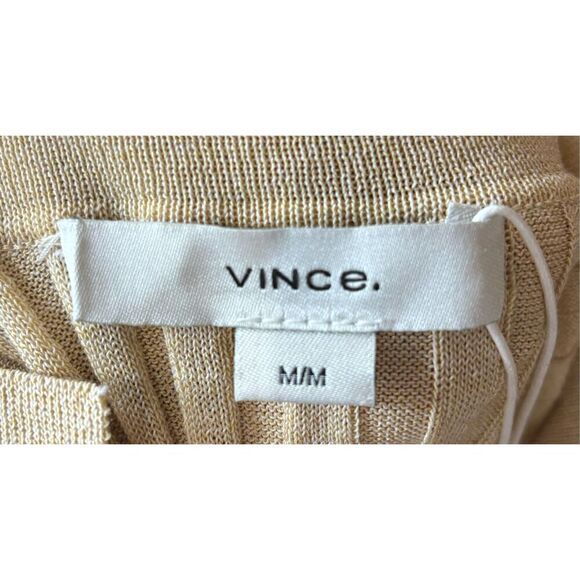 Vince Long Sleeved Ribbed Collar Cardigan in Milk Honey NWT Size Medium - Picture 6 of 8